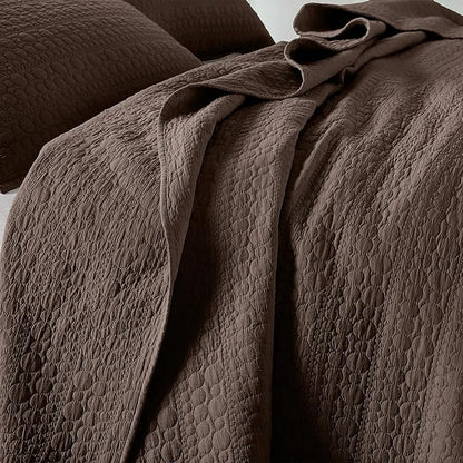 HORIMOTE HOME Quilt Set King Size Chocolate, Soft Lightweight Pre-Washed Microfiber Circle Stitches King Quilt Bedding Set, All Season Spring Summer Bedspread Coverlet, 2 Pillow Shams, 106x96 Inches