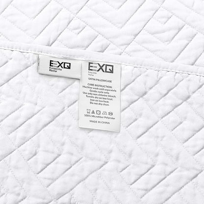 EXQ Home Quilt Set Twin Size White 2 Piece,Lightweight Soft Coverlet Modern Style Squares Pattern Bedspread Set for All Season(1 Quilt,1 Pillow Shams)