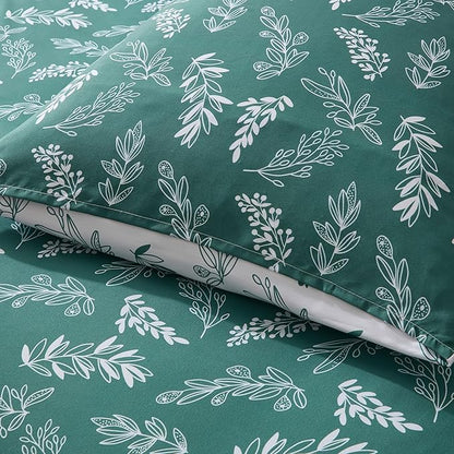 Nestl Full Size Comforter Sets - Green Bed in a Bag Full Size, 3 Pieces Reversible Bed Set, Soft Floral Bedding Set, All Season Botanical Comforters with Pillow Shams