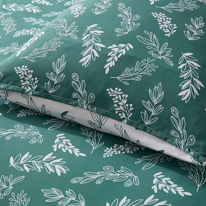Nestl King Size Comforter Set - Green Bed in a Bag King Size, 3 Pieces Reversible Bed Set, Soft Floral Bedding Set, All Season Botanical Comforters with Pillow Shams