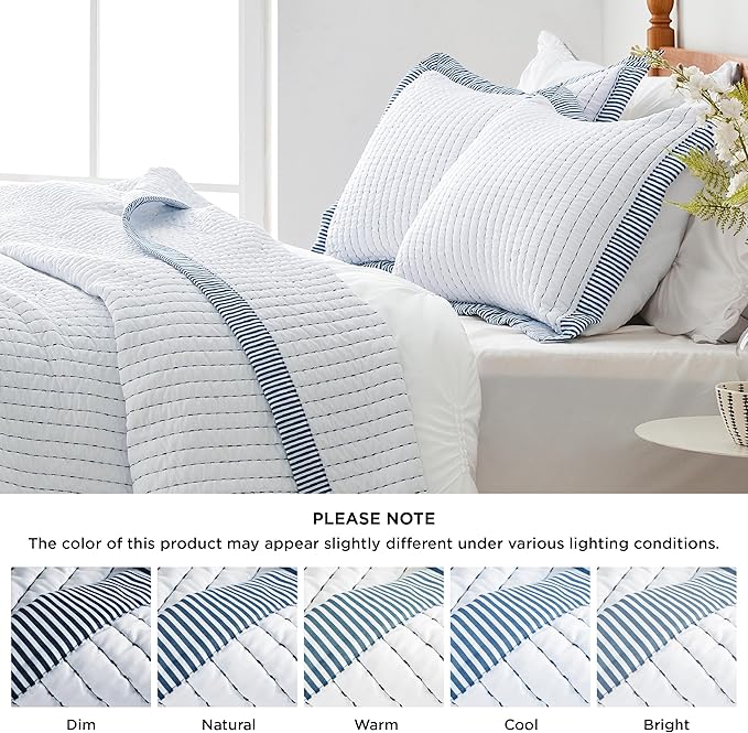 Bedsure White Quilt King Size - Lightweight Soft Quilt Bedding Set for All Seasons, Bedspreads & Coverlets, Corduroy Pattern Quilt Set, 3 Pieces, 1 Quilt (106"x96") and 2 Pillow Shams (20"x36"+2")