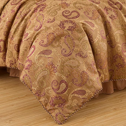 Chezmoi Collection Adelle 7-Piece Paisley Jacquard Embroidered Comforter Bedding Set, Oversized King Size