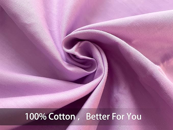 iMaylex Soft 100% Egyptian Cotton Zipper Closure Pillowcases, Cozy and Lightweight Pillow Case, Set of 2, Light Purple, Standard, 20" x 26"