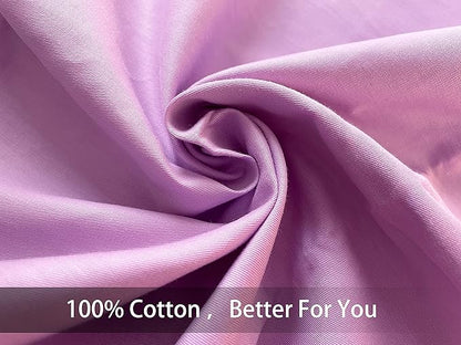 iMaylex Soft 100% Egyptian Cotton Zipper Closure Pillowcases, Cozy and Lightweight Pillow Case, Set of 2, Light Purple, Standard, 20" x 26"