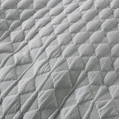 WDCOZY Light Grey Quilts Queen Size Bedding Set with 2 Pillow Shams, Lightweight Soft Bedspread Coverlet, Thin Comforter Bed Cover for All Season, 3 Pieces, 90x90 inches