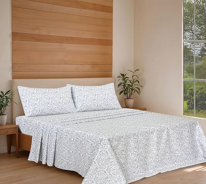 RUVANTI 100% Organic Cotton Sheets Twin XL, Percale Weave, GOTS Certified, 3-Piece Set, Deep Pocket 15", Crisp & Breathable, Soft Durable Bedding, Sábanas Algodón Orgánico – Ornate Oasis