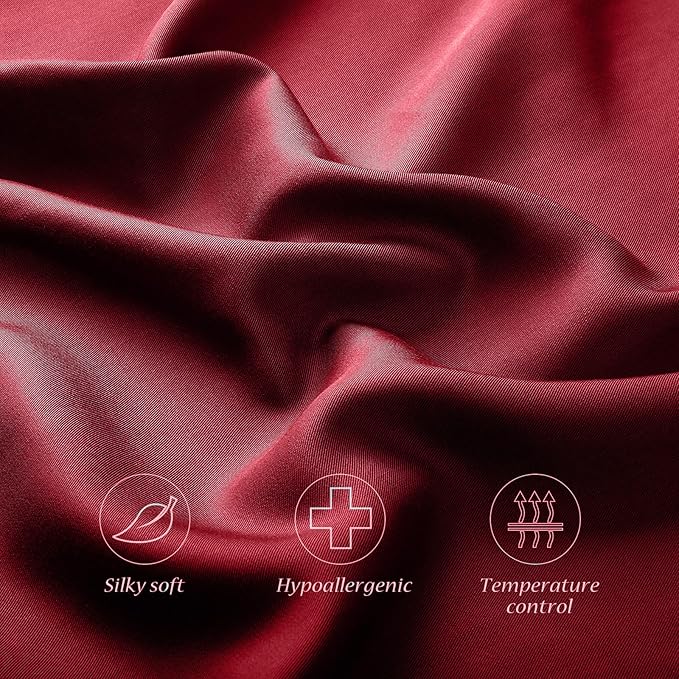 Cooling Side Sleeper Pillow Cases - Curved Rayon Derived from Bamboo Pillowcase Cover- Breathable Silky Soft Pillowcase for Hot Sleepers Hair and Skin, King Size 1 Piece, 20 * 36 Inches Red