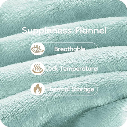 Electric Heated Blanket King Size 90"×100", Comfortable & Luxurious Flannel, 4 Heating Levels & 10 H Auto Shut Off, Mint Green