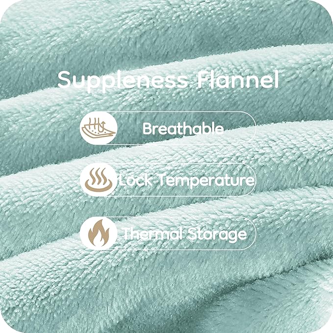 Electric Heated Blanket Queen Size 84"x90", with Dual Control Breathable & Luxurious Flannel, with 4 Heating Levels & 10 Hours Auto-Off, Fast Heating, Machine Washable, for Bedding-Light Green