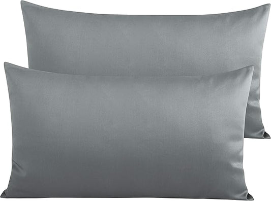 NTBAY Egyptian Cotton King Pillowcases - Set of 2, 500 Thread Count Cotton Pillowcases - Soft and Breathable Envelope Closure Pillow Cases - 20x36 Pillow Covers for Bed, Dark Grey