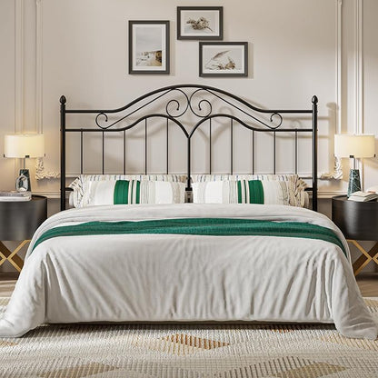 Headboard for King Size Bed Frame Vintage Platform Bed Metal Headboard Only | Height Adjustable,Sturdy and Stable,Easy Assembly,Black