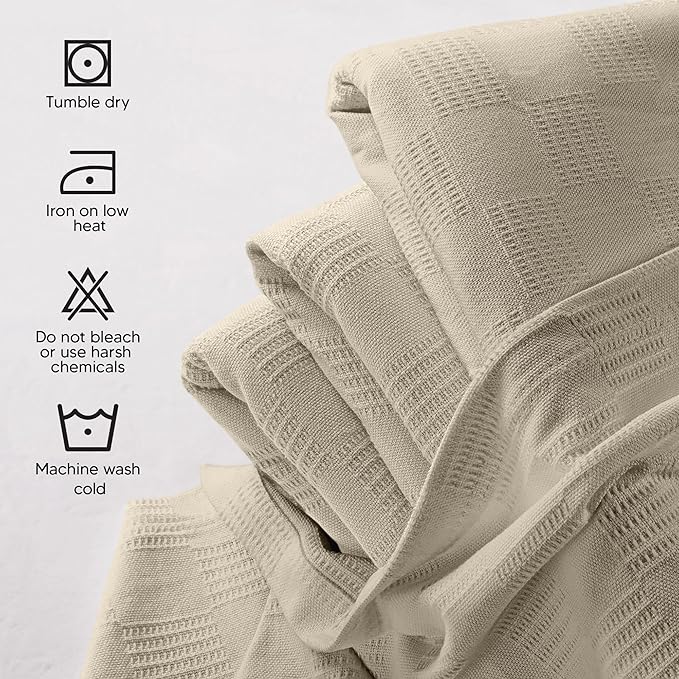 Utopia Bedding Khaki 100% Cotton Blanket [Big Size - 120x120 Inch] Lightweight, Soft and Breathable Thermal Blanket for All Seasons