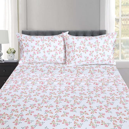 RUVANTI 100% Cotton Sheets – Split King Size Percale Bedding, Cooling & Breathable Floral Design, Durable with a Crisp, Soft & Comfortable Feel, 16" Deep Pocket, 5-Piece Set, Bloomex