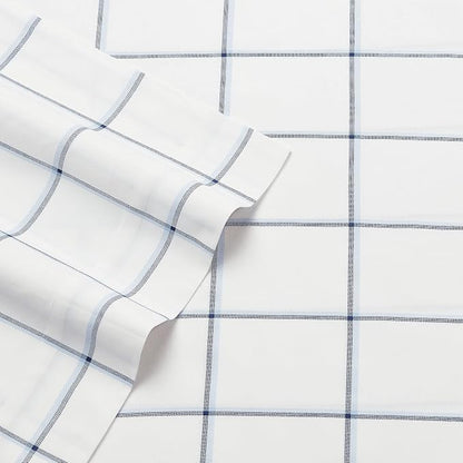Nautica - Twin XL Sheets, Cotton Percale Bedding Set, Crisp & Cool, Fully Elasticized, Ideal Dorm Essentials (Plot Blue, Twin XL)