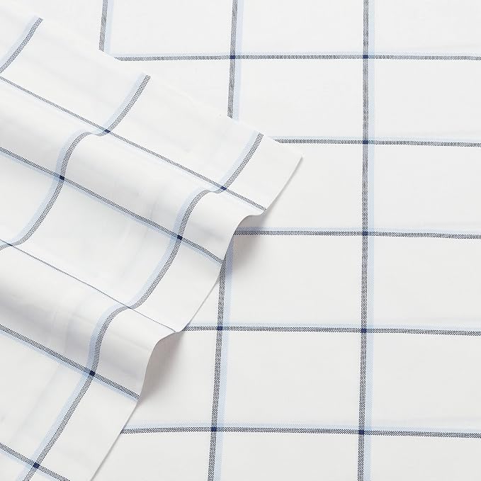 Nautica - Full Sheet Set, Cotton Percale Bedding Set, Crisp & Cool, Stylish Home Decor, Dorm Room Essentials (Plot Blue, Full)