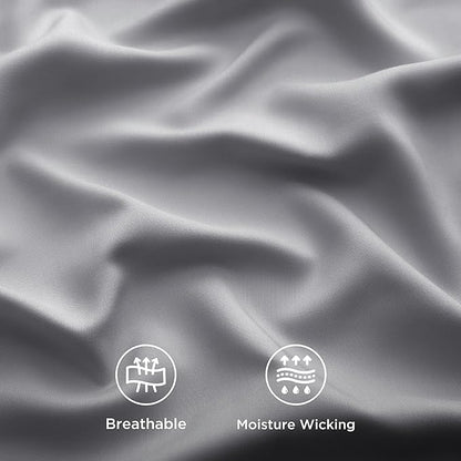 Bedsure Full Size Bed Sheets, Cooling Sheets, Rayon Derived from Bamboo, PureWoven, Breathable & Soft, Deep Pocket Up to 16 Inches, Hotel Luxury Silky Bedding for Hot Sleepers, Silver Grey