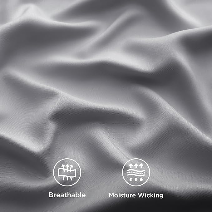 Bedsure Cooling Sheets Twin XL, Rayon Derived from Bamboo, PureWoven, Breathable & Soft Twin XL Sheet Sets, Deep Pocket Up to 16 Inches, Hotel Luxury Silky Dorm Bedding for Hot Sleepers, Silver Grey