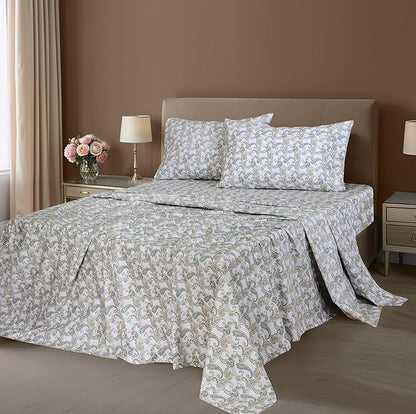 ZOYER 100% Cotton Sheets – California King Percale Bedding, Cooling & Breathable, Durable with a Crisp, Soft & Comfortable Feel, 14" Deep Pocket, 4-Piece Set, Paisley Ornamental