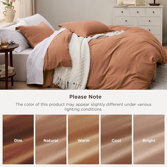 Bedsure Taupe Duvet Cover Full Size - 3 Pieces Prewashed Extra Soft Cotton-Like Bedding Set, Includes 1 Duvet Cover 80x90 Inches with Zipper Closure & 2 Pillow Shams, Comforter Not Included
