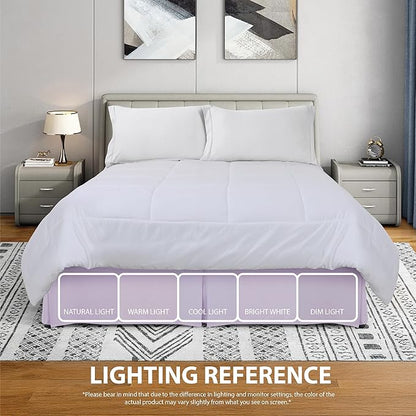 Cathay Home Double Brushed Microfiber Pleated Easy Fit Bed Skirt, Ultra Soft, Fade and Wrinkle Resistant - Lavender, King