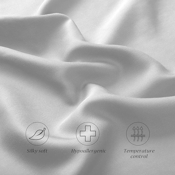 Cooling Crescent Side Sleeper Pillow Cases King Size Set of 2 - Curved Rayon Derived from Bamboo Pillowcase Cover - Breathable Silky Pillowcase for Hot Sleepers Hair and Skin 20 * 36 Inches Light Grey