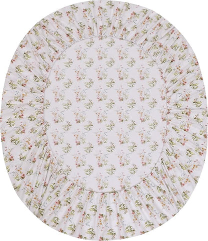 RUVANTI 100% Cotton Sheets – California King Percale Bedding, Cooling & Breathable Floral Design, Durable with a Crisp, Soft & Comfortable Feel, 14" Deep Pocket, 4-Piece Set, Floral Bliss