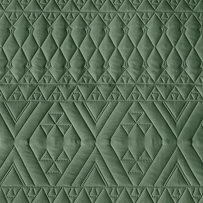 akkialla Full/Queen Size Quilt Bedding Set,Green Lightweight Microfiber Soft Bedspread,Modern Style Geoetric Pattern Coverlet Set for All Seasons,3 Piece(1 Quilt,2 Pillow Shams)