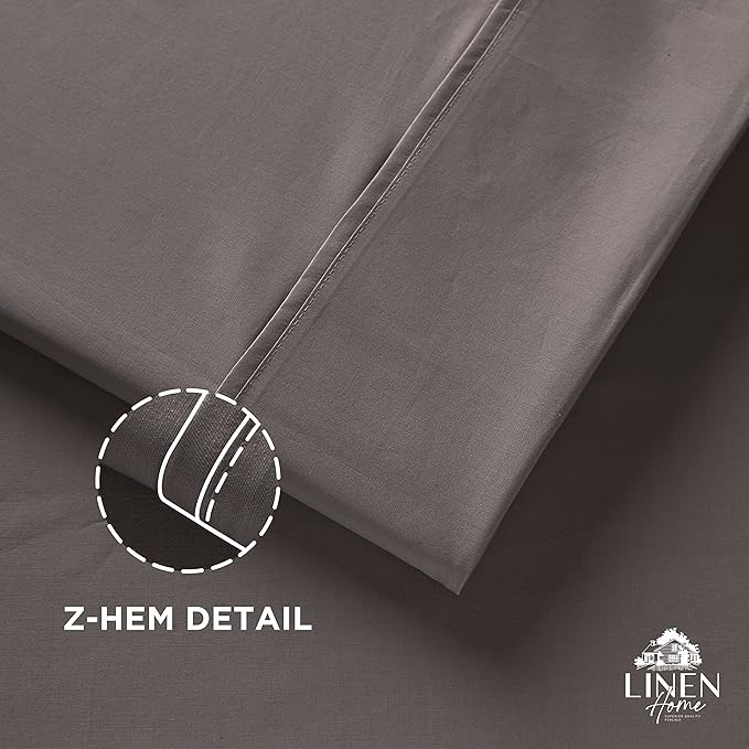 Linen Home 100% Cotton Percale Pillowcases King Size, Charcoal, 2 Pieces of Pillow Case, Crisp and Cool Strong Bed Linen, 20 inches X 40 inches