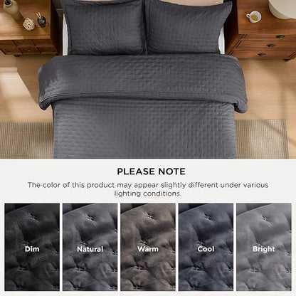 Bedsure King Quilt - Charcoal Bedspread King Size & Lightweight Comforter, Modern Coverlet with Clover Pattern, Ultra Soft All-Season Bedding, 106 x 96 Inches | Stitch-Free Quilting, Ultra Soft, Lightweight, Machine Washable, Pet-Friendly