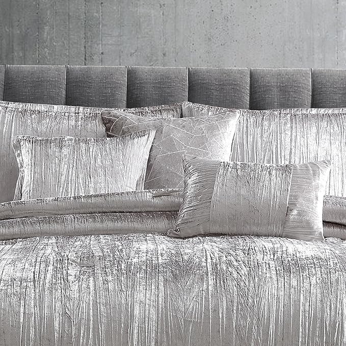 Riverbrook Home Turin Comforter Set, Queen, Silver, 7-Piece Set