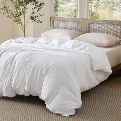 Bedsure Duvet Cover King Size Only - Prewashed Cotton-Like Polyester Extra Soft All Season Bedding, Includes 1 Duvet Cover 104x90 Inches with Zipper Closure, White, Comforter Not Included