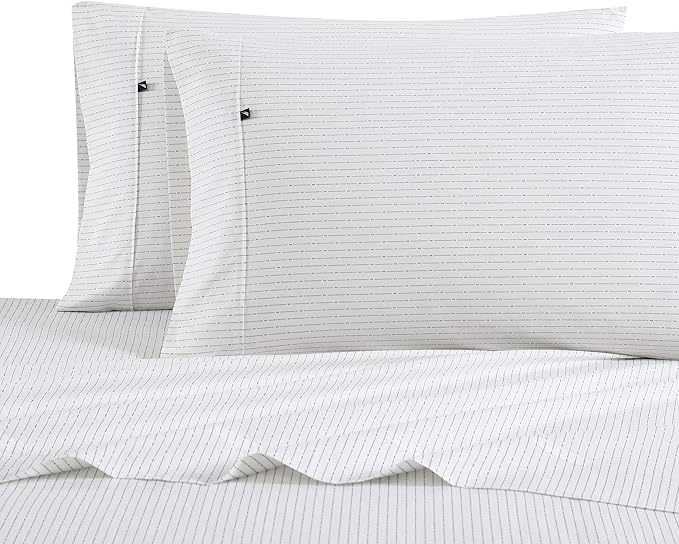Nautica - King Sheets, Cotton Percale Bedding Set, Casual Home Decor (Buoy Line Grey, King)