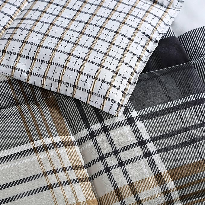Eddie Bauer - Queen Comforter Set, Plaid Reversible Bedding, Stylish & Warm Home Decor (Normandy Grey, Queen)