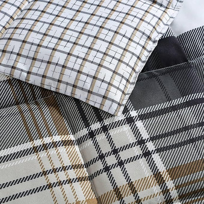 Eddie Bauer - Queen Comforter Set, Plaid Reversible Bedding, Stylish & Warm Home Decor (Normandy Grey, Queen)