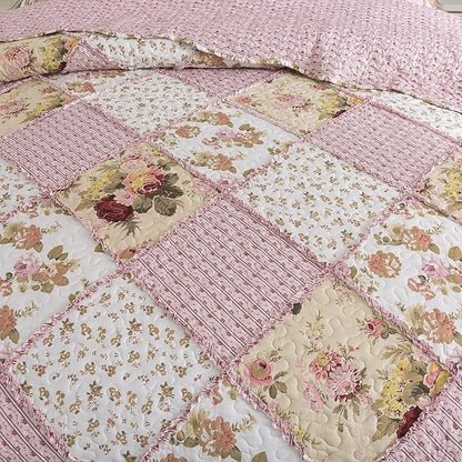 HoneiLife Quilt Set King Size - Fluffy Bedspreads 106x96, Microfiber Quilts 3-Piece, Patchwork Coverlet Rustic Bedding Sets All Season Quilts