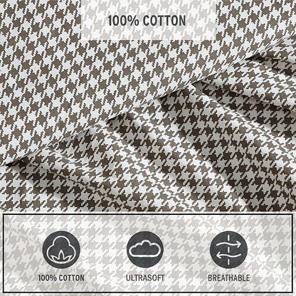 Eddie Bauer - Full Sheet Set, Crisp & Cooling Sheets w/a Naturally Smooth Cotton Percale Lightweight Feel - Matching Pillowcases & Deep Pocket Fitted Sheet (Harrison Brown)