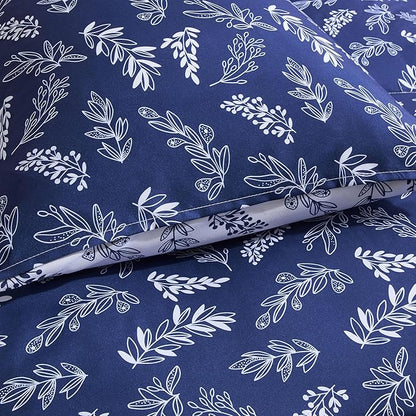 Nestl Full Size Comforter Sets - Majestic Blue Bed in a Bag Full Size, 3 Pieces Reversible Bed Set, Soft Floral Bedding Set, All Season Botanical Comforters with Pillow Shams