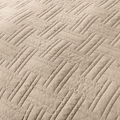 Beige Quilt Queen Size Bedding Sets with Pillow Shams, Cream Tan Lightweight Soft Bedspread Coverlet, Basket Weave Quilted Blanket Thin Comforter Bed Cover for All Season, 3 Pieces, 90x90 inches