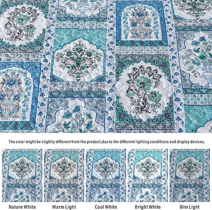 HoneiLife Queen Quilt Bedding Set - 3 Piece Microfiber Quilt Sets Floral Bedspreads Rustic Coverlets for Queen Bed