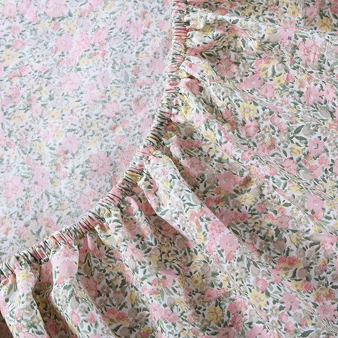 Laura Ashley - Full Sheets, Cotton Percale Bedding Set, Lightweight & Breathable Home Decor, Dorm Room Essentials (Lovestone Pink, Full)