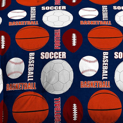 dream FACTORY Kids 7-Piece Complete Set Easy-Wash Super Soft Microfiber Comforter Bedding, Full, Navy All Sports