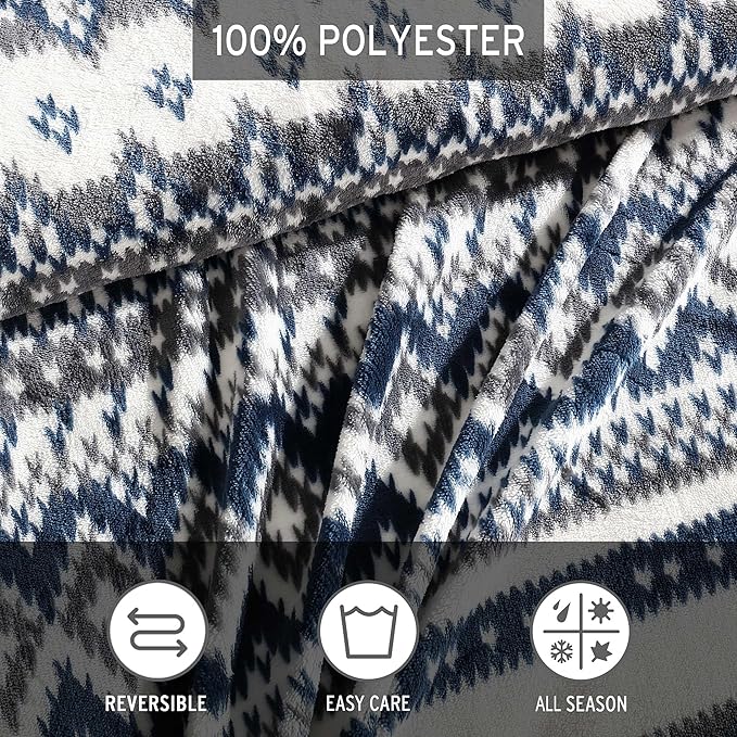 Eddie Bauer - Twin Comforter Set, Reversible Plush Bedding with Matching Sham, Dorm Essentials, Oeko-Tex Certified (Shelton Fair Isle Navy)