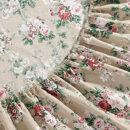 Laura Ashley - Queen Sheets, Cotton Percale Bedding Set, Lightweight & Breathable Home Decor (Ashfield Beige, Queen)