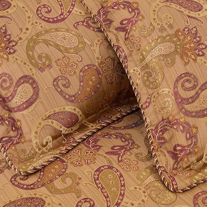Chezmoi Collection Adelle 7-Piece Paisley Jacquard Embroidered Comforter Bedding Set, Queen Size