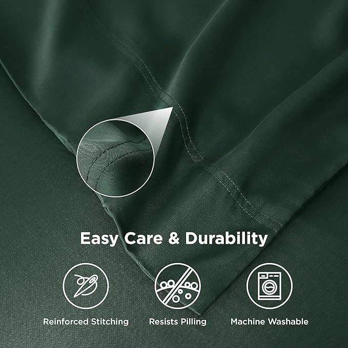 Bedsure Pillow Cases Queen, Cooling Pillow Cases, Rayon Derived from Bamboo Forest Green Pillowcases Queen Size Set of 2, PureWoven Soft Bedding Pillow Covers with Envelope Closure, 20x30 Inches