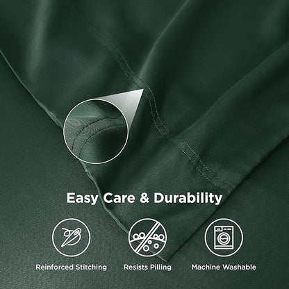 Bedsure Pillow Cases Queen, Cooling Pillow Cases, Rayon Derived from Bamboo Forest Green Pillowcases Queen Size Set of 2, PureWoven Soft Bedding Pillow Covers with Envelope Closure, 20x30 Inches