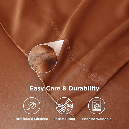 Bedsure Pillow Cases Standard Size, Cooling Pillow Cases, Rayon Derived from Bamboo Burnt Orange Pillowcases Standard Set of 2, PureWoven Silky Soft Pillow Covers with Envelope Closure, 20x26 Inches