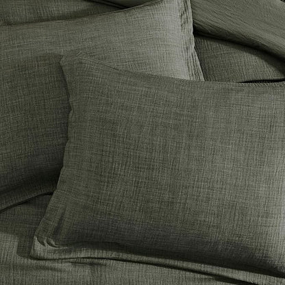Geniospin King Size Comforter Set- 7 Piece Dark Green Textured King Bedding Set, Soft Solid Bed in a Bag for All Season, King Comforter Set with Sheets(Dark Green,102''x90'')