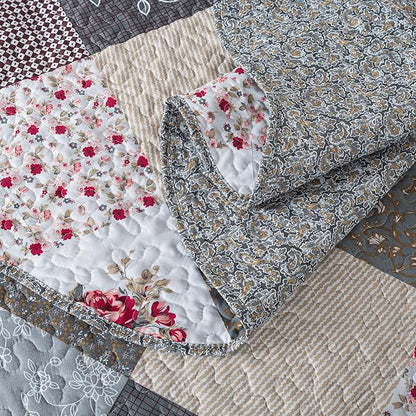 HoneiLife Oversized Queen Bedspread - 106"x106" Quilt Sets 3-Piece, Rustic Bedding Sets Queen Size, Queen Quilt Bedding Set for All Season Use, Patchwork Coverlet for Queen Beds