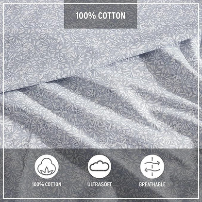 Eddie Bauer - King Sheets, Cotton Percale Bedding Set, Cool & Breathable Home Decor (Little Blossom, King)